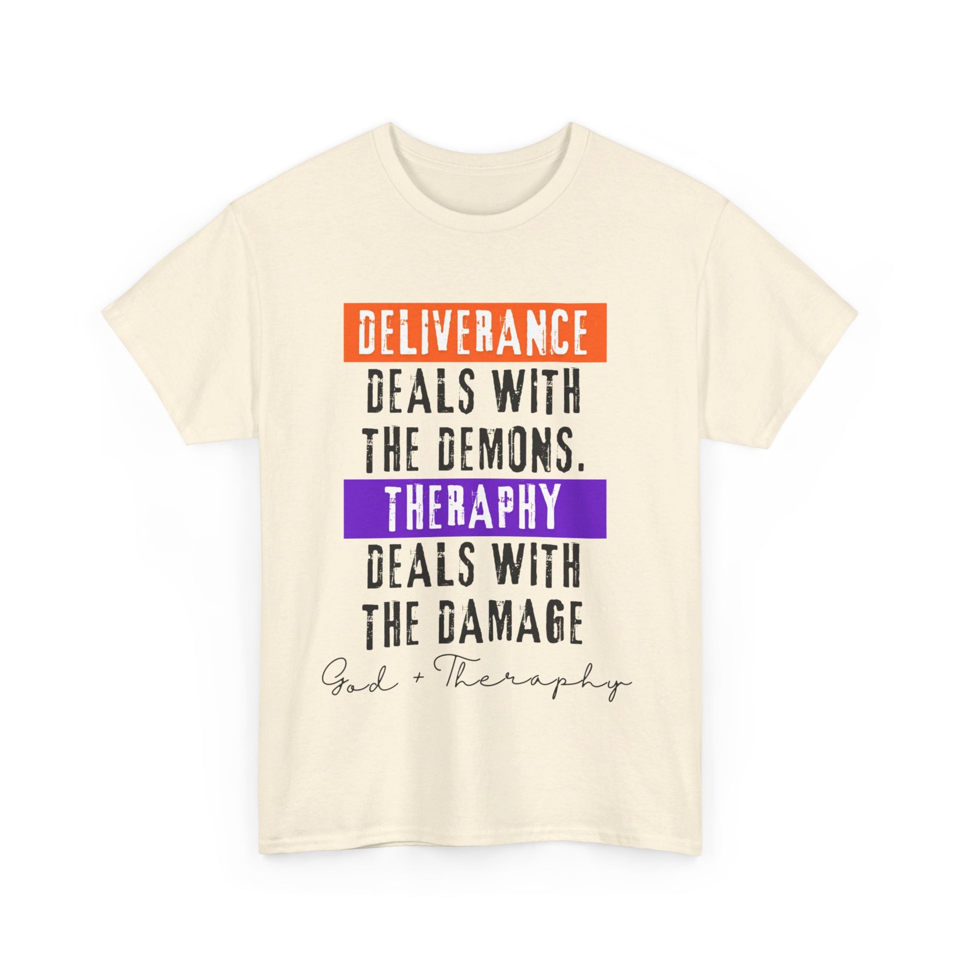 God+Theraphy Classic Comfort Unisex Heavy Cotton Tee I Universal Fit Heavy Cotton Tee Imprinted with God+Theraphy