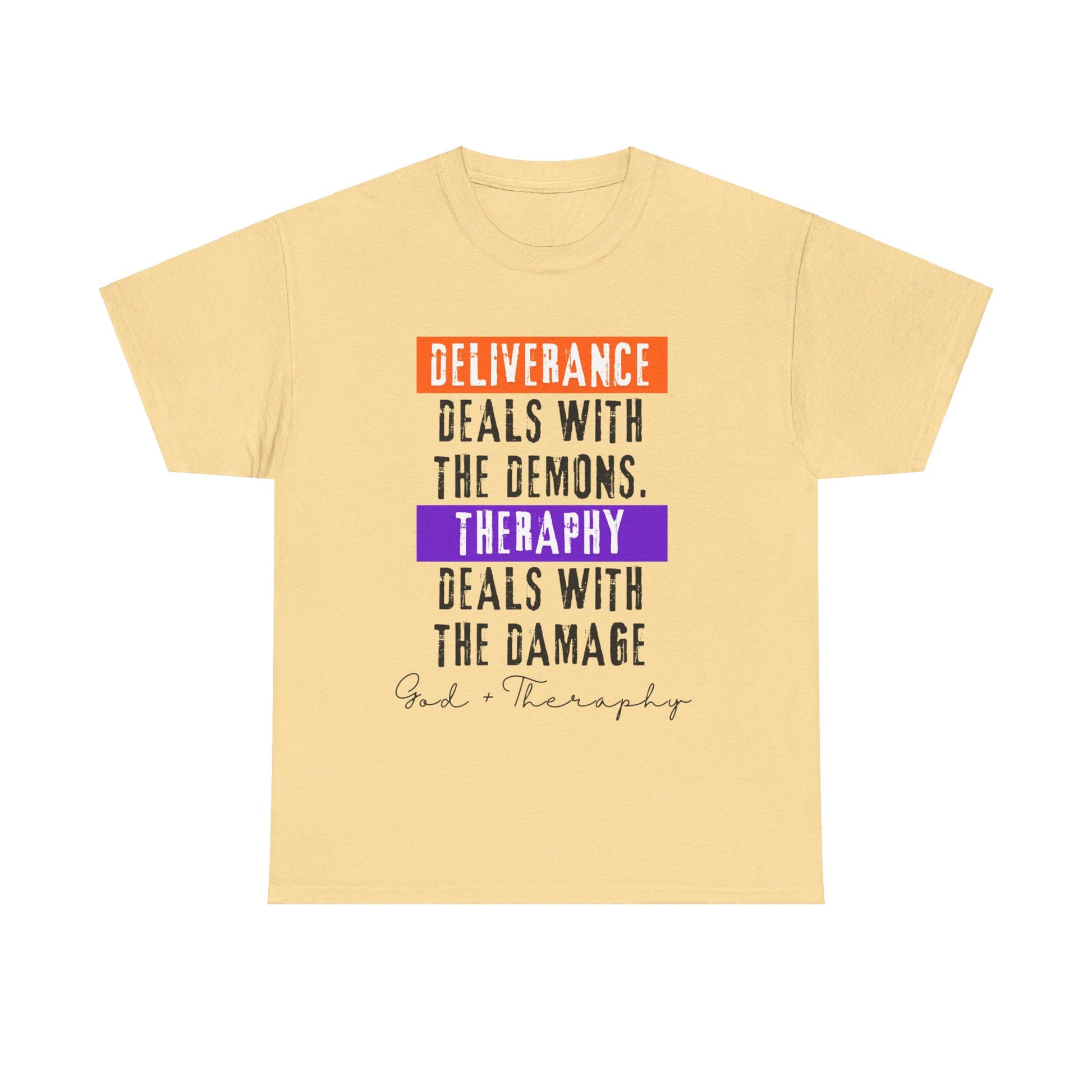 God+Theraphy Classic Comfort Unisex Heavy Cotton Tee I Universal Fit Heavy Cotton Tee Imprinted with God+Theraphy