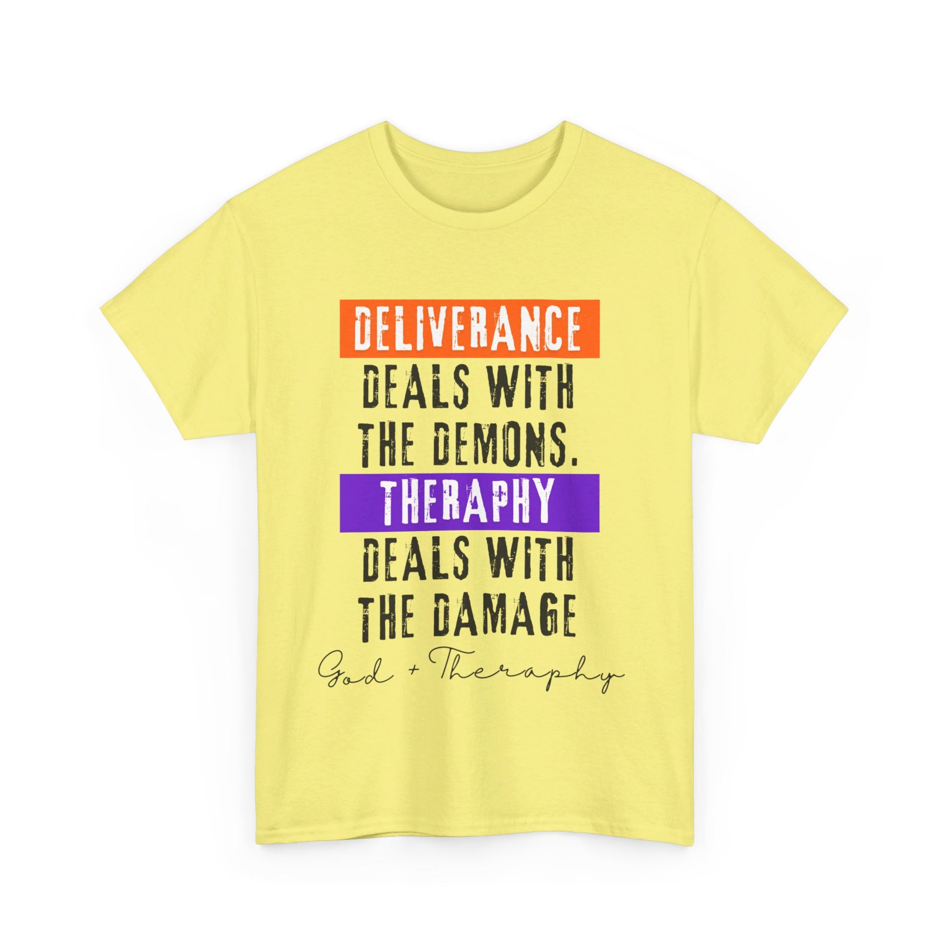 God+Theraphy Classic Comfort Unisex Heavy Cotton Tee I Universal Fit Heavy Cotton Tee Imprinted with God+Theraphy