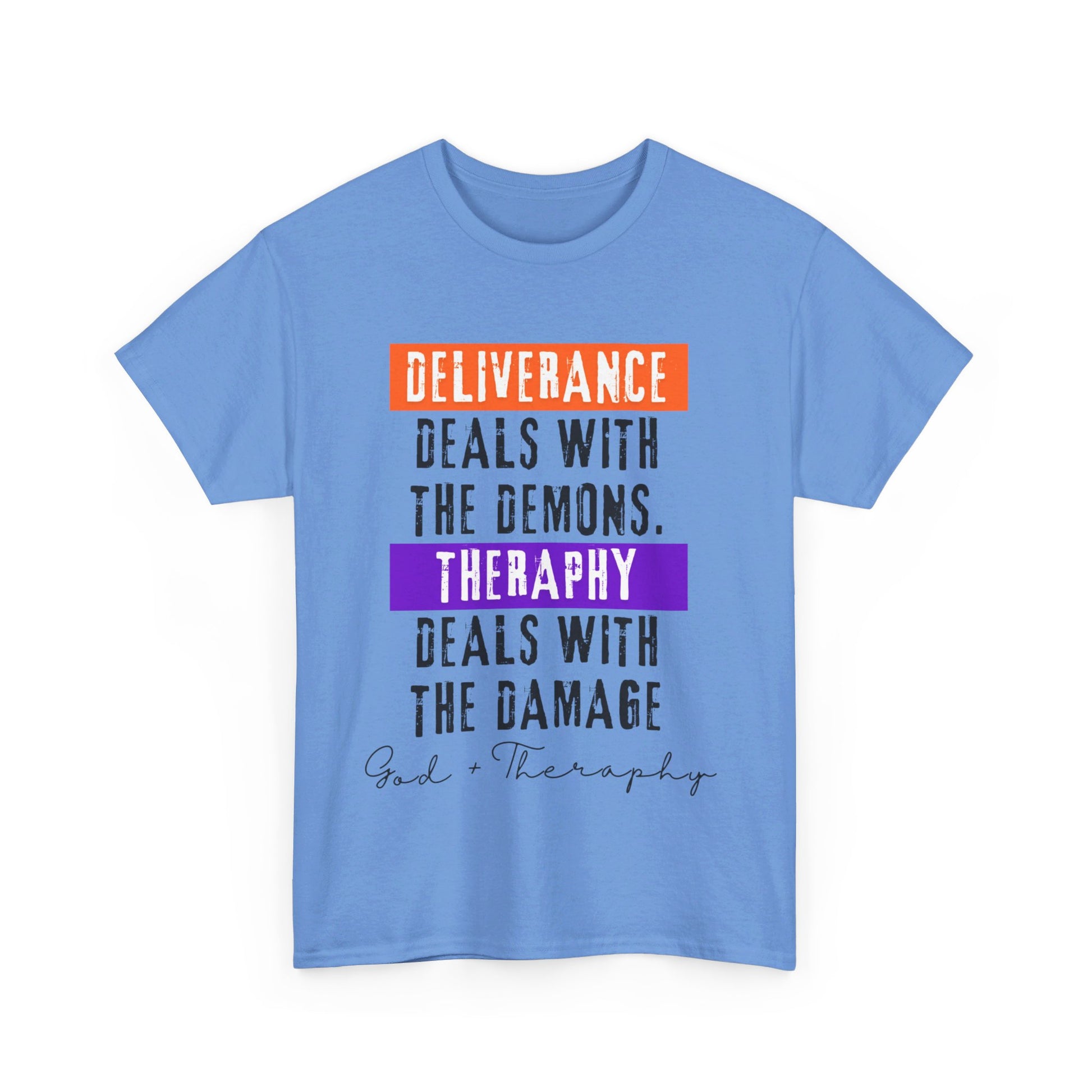 God+Theraphy Classic Comfort Unisex Heavy Cotton Tee I Universal Fit Heavy Cotton Tee Imprinted with God+Theraphy