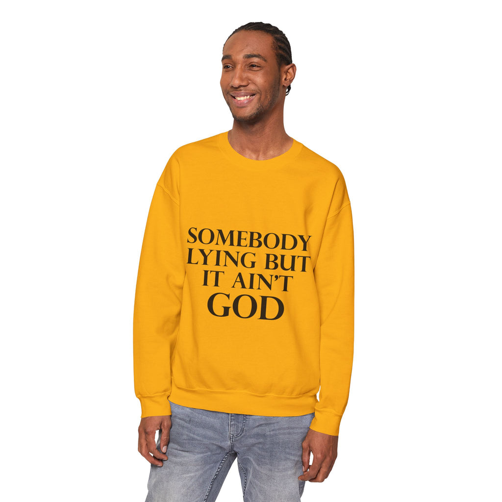 Somebody Lying But It Ain't God Seasonal Seller Sweatshirt: Unisex, Heavy blend, Maximum profit