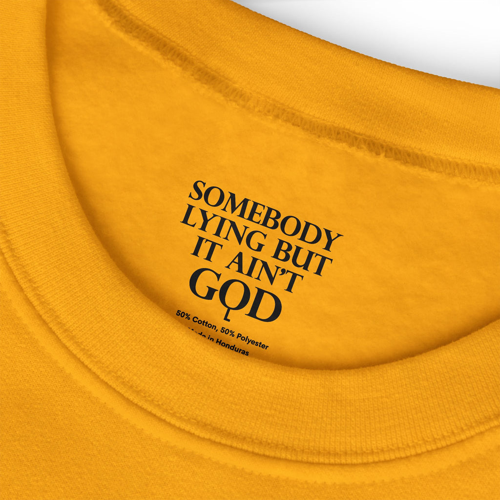 Somebody Lying But It Ain't God Seasonal Seller Sweatshirt: Unisex, Heavy blend, Maximum profit
