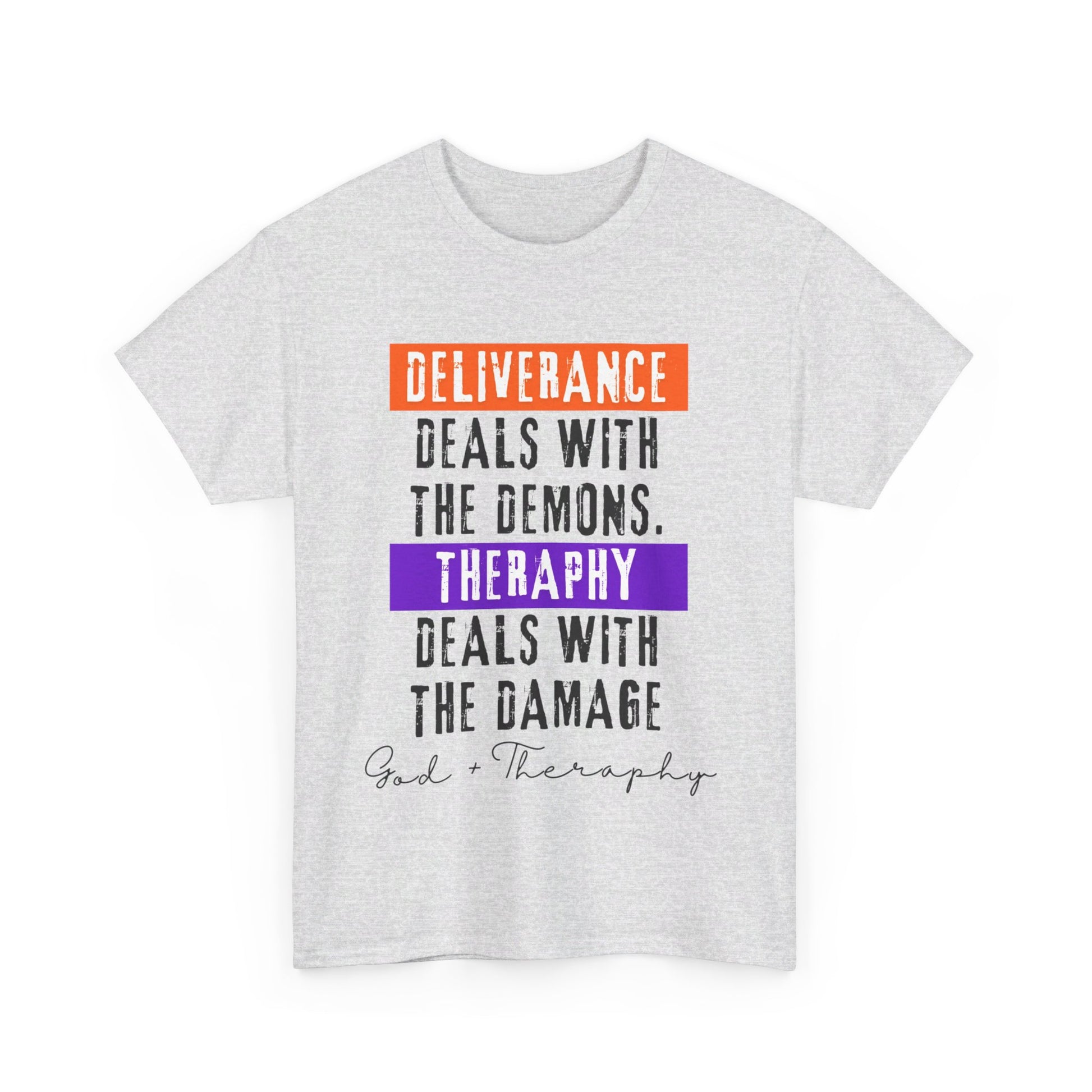 God+Theraphy Classic Comfort Unisex Heavy Cotton Tee I Universal Fit Heavy Cotton Tee Imprinted with God+Theraphy