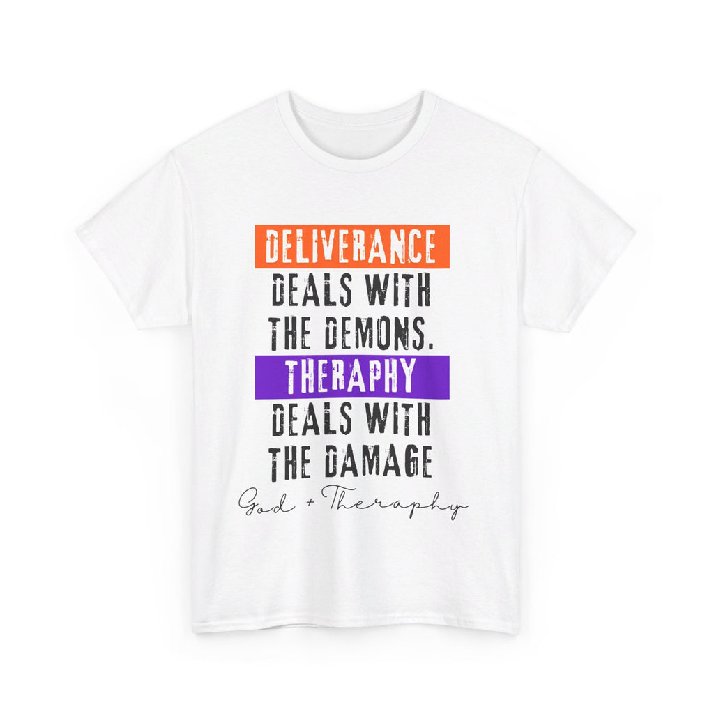 God+Theraphy Classic Comfort Unisex Heavy Cotton Tee I Universal Fit Heavy Cotton Tee Imprinted with God+Theraphy